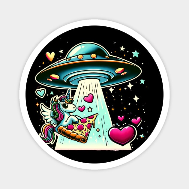 Funny Pizza Unicorn Ufo Magnet by logiamerch